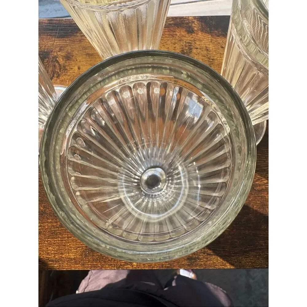Vintage Old Fashioned Milkshake Ice Cream Soda Sundae Glass, 12oz. Set of 4 Ribb